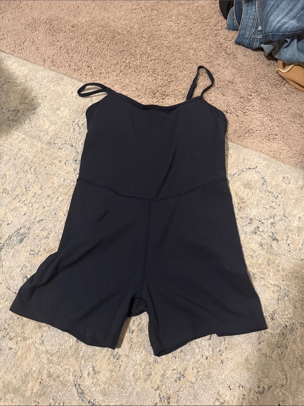CRZ YOGA Black Spaghetti-Strap Romper